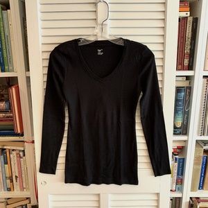 Gap Black Supersoft Long Sleeve V-Neck Tee Shirt XS